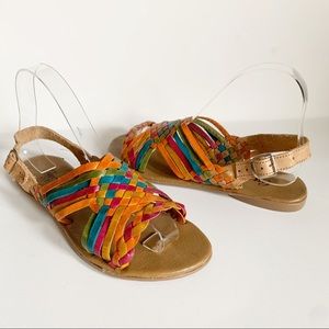 Cucos Vintage Woven Leather Slingback Sandals Size 7 Multicolor Straps